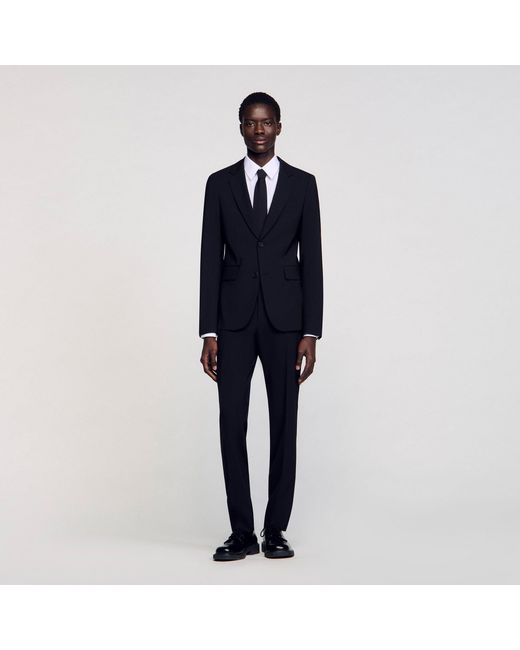 Sandro Blue Virgin Wool Suit Jacket for men