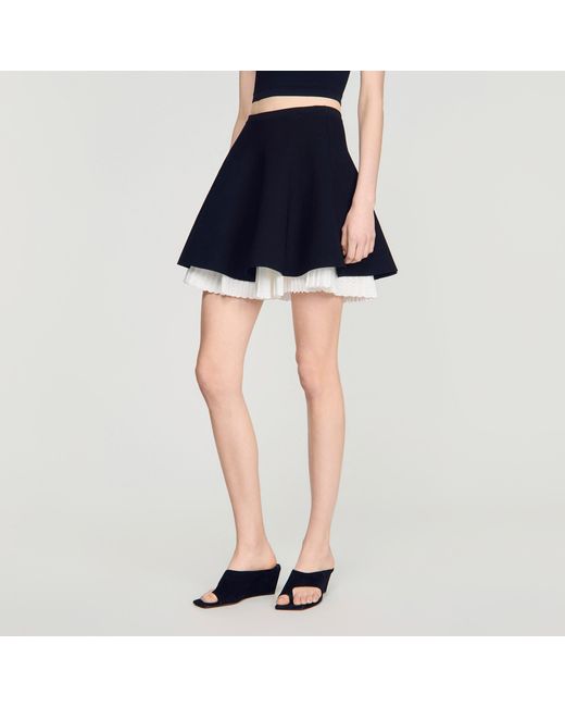 Sandro Blue Two-Tone Knit Skirt