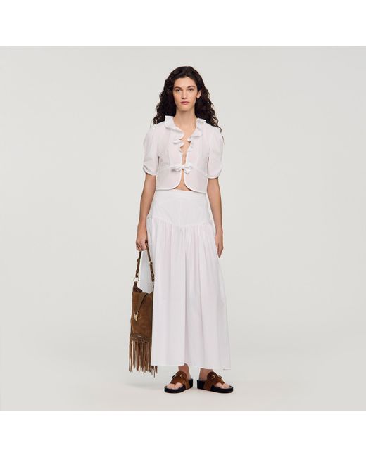 Sandro Pink Ruffled Crop Top