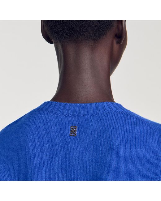 Sandro Blue Wool Jumper With Logo