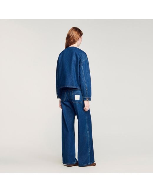 Sandro Blue Denim Jacket With Fancy Buttons