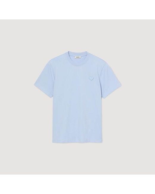 Sandro White T-Shirt With Heart Patch for men