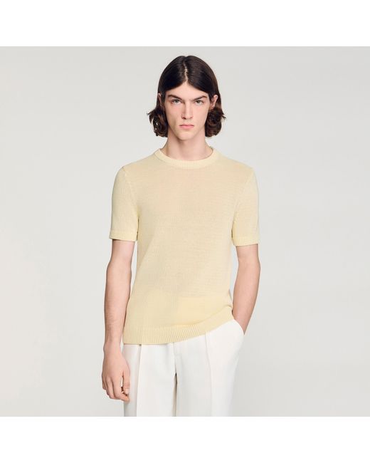 Sandro White Fine Knit T-Shirt for men