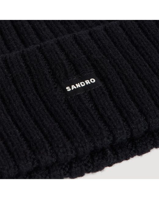 Sandro Black Knit Hat for men