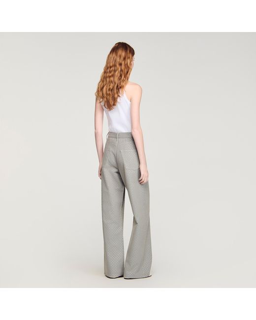 Sandro Gray Rhinestone-Embellished Jeans