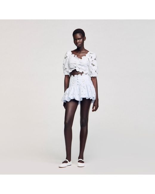 Sandro White Guipure Lace Top