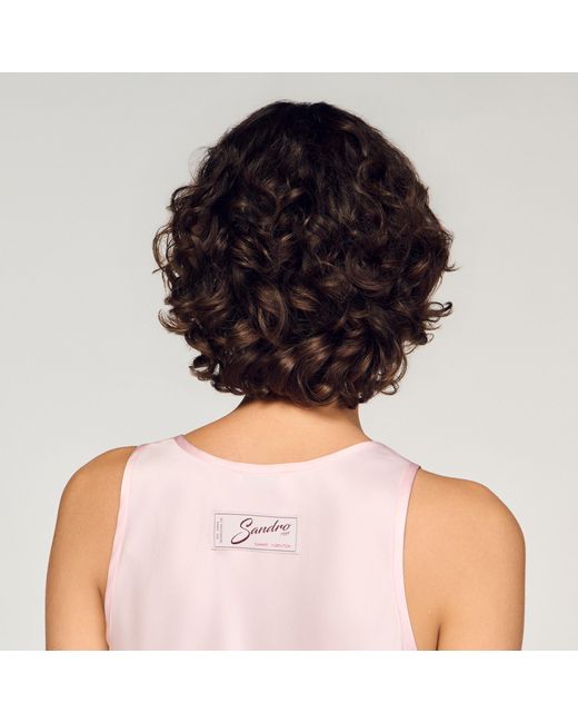 Sandro Pink Satin Top With Lace