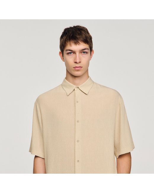 Sandro Natural Pleated Shirt With Shark Collar for men