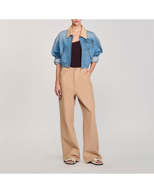Sandro Blue Denim Jacket With Studs