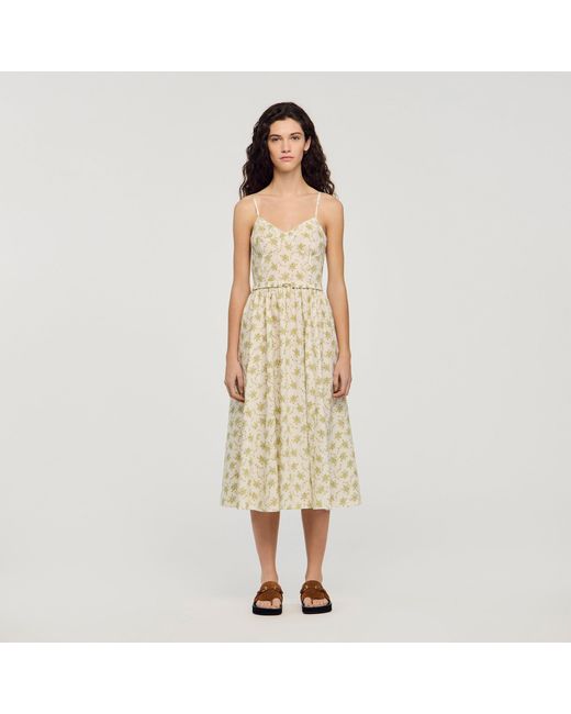 Sandro Natural Floral Maxi Dress With Straps
