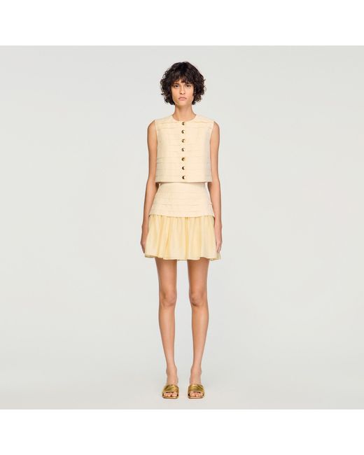 Sandro Natural Mini Pleated Skirt