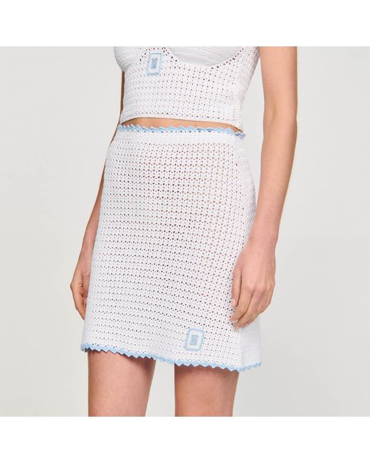 Sandro Blue Short Crochet Skirt