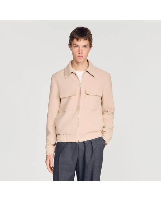 Sandro Blue Waffle-Effect Zip-Up Jacket for men