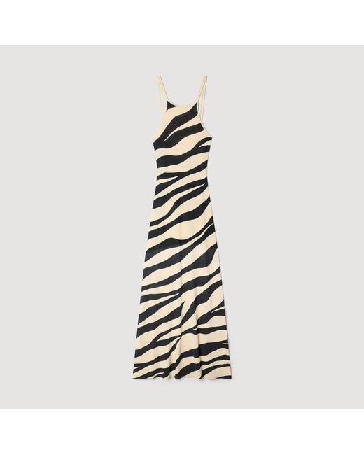 Sandro Metallic Zebra Print Knit Maxi Dress