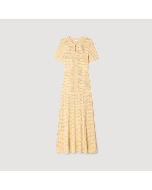 Sandro Metallic Rhinestone Knit Maxi Dress