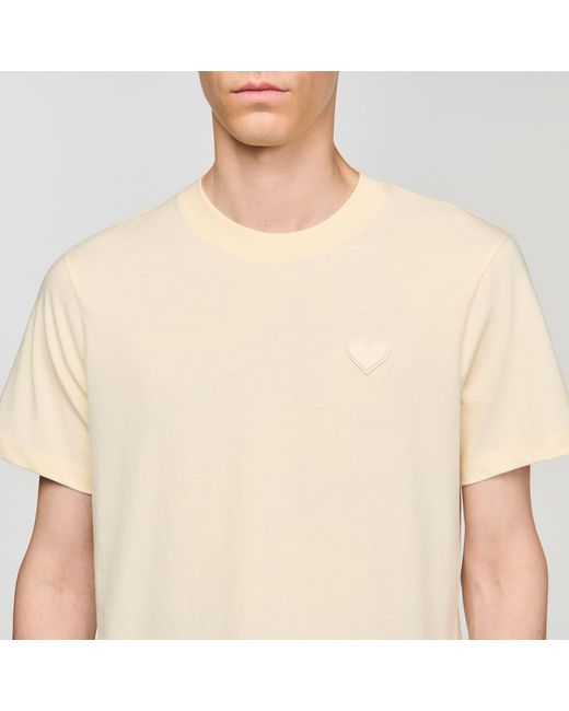 Sandro Black T-Shirt With Heart Patch for men