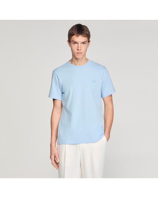 Sandro White T-Shirt With Double S Patch for men