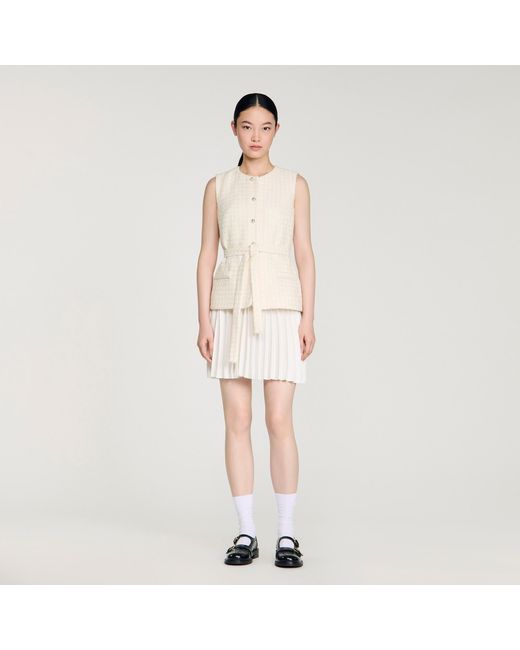 Sandro Natural Two-Material Short Dress