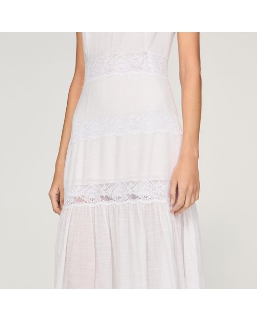 Sandro White Crepon Maxi Dress