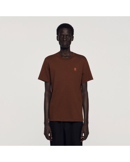 Sandro Multicolor Leather Logo T-Shirt for men