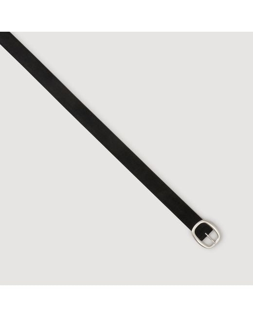Sandro Black Wide Leather Belt for men