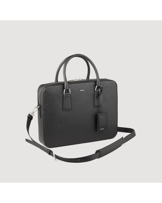 Sandro Black Reconstituted Leather Briefcase for men