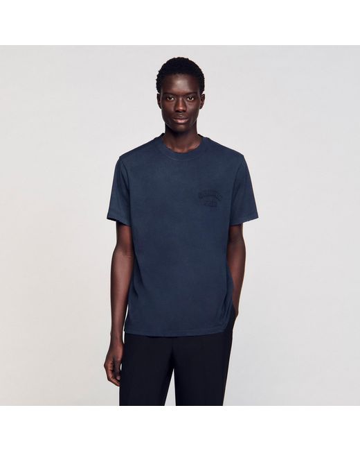 Sandro Blue Worn-Effect T-Shirt for men