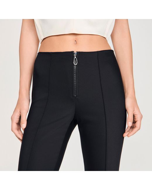 Sandro Black Pleat And Zip Trousers