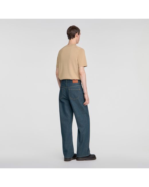 Sandro Blue Baggy Faded-Effect Jeans for men