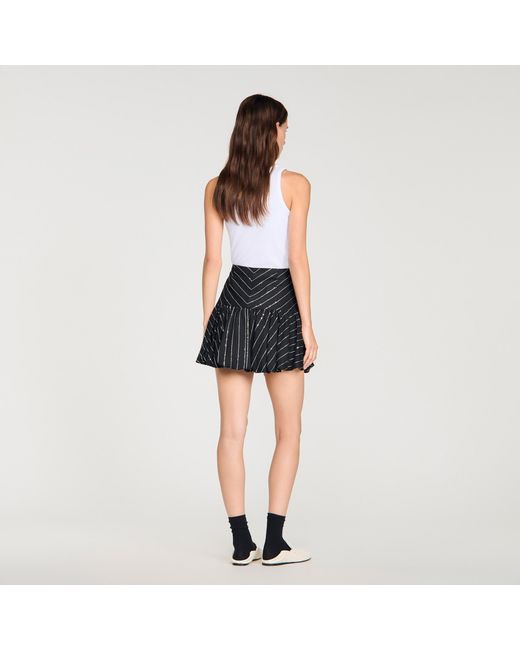 Sandro Black Short Striped Sequin Skirt