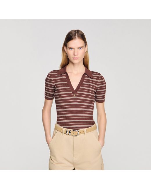 Sandro Metallic Leather Belt With Metal Buckle