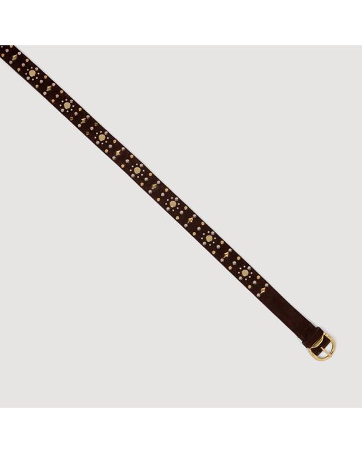 Sandro Brown Suede Belt With Rivets