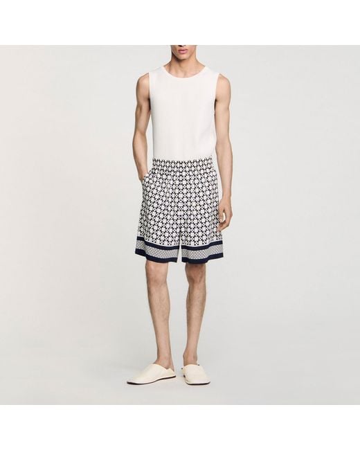 Sandro White Square Cross Floaty Bermuda Shorts for men