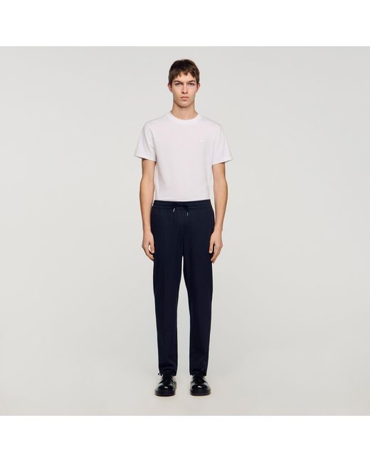 Sandro Blue Elasticated Straight-Leg Trousers for men