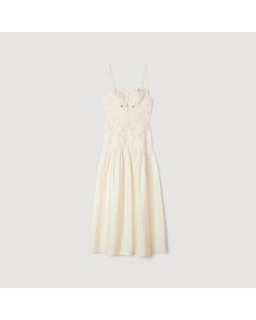 Sandro Natural Guipure Midi Dress