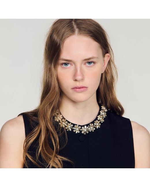 Sandro White Jacket With Jewelled Neckline