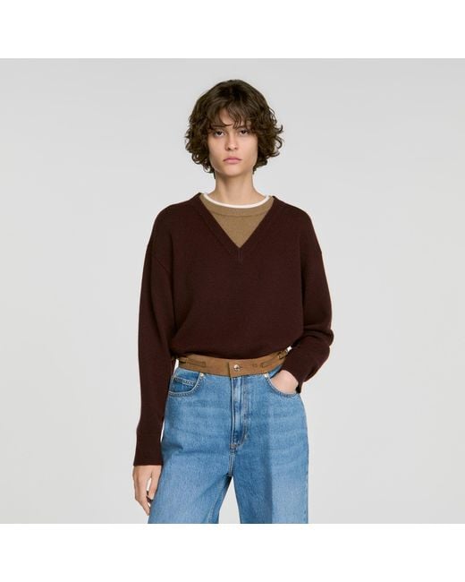 Sandro Blue 2-In-1 Wool And Cashmere Sweater