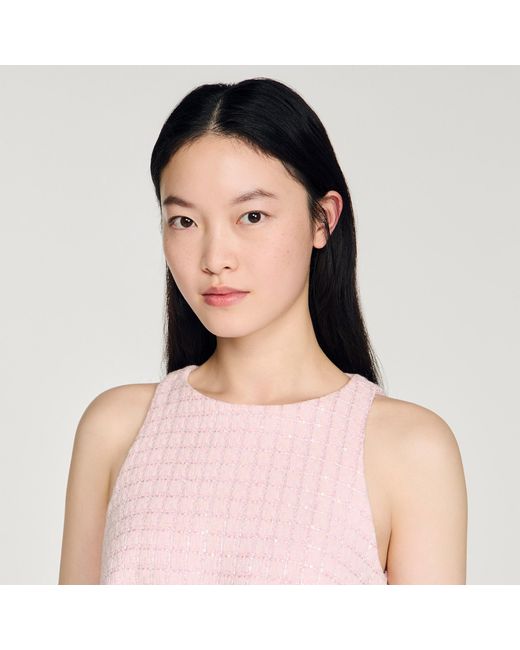 Sandro Pink Sequin Tweed Short Dress