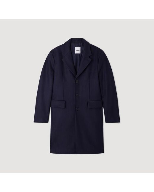 Sandro Blue Wool And Cashmere Coat for men