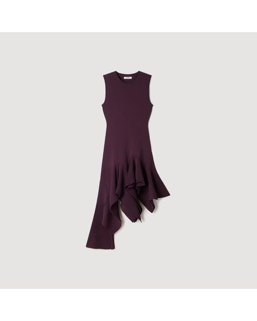 Sandro Red Asymmetric Knit Dress