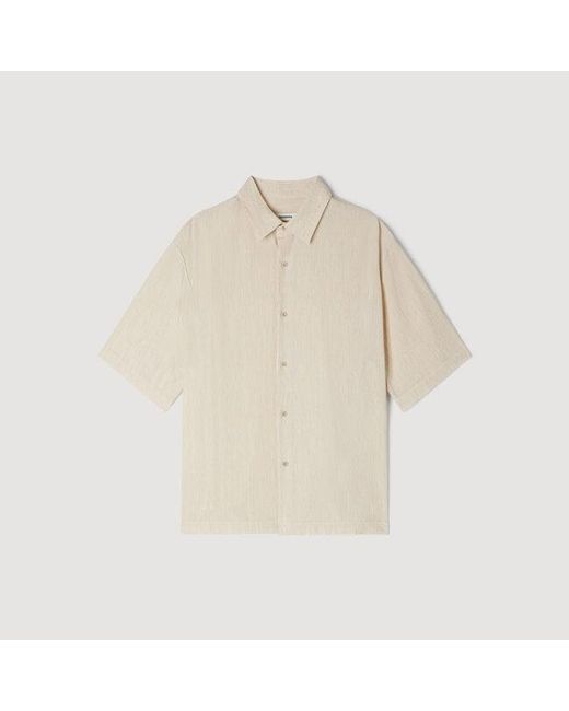Sandro Natural Pleated Shirt With Shark Collar for men