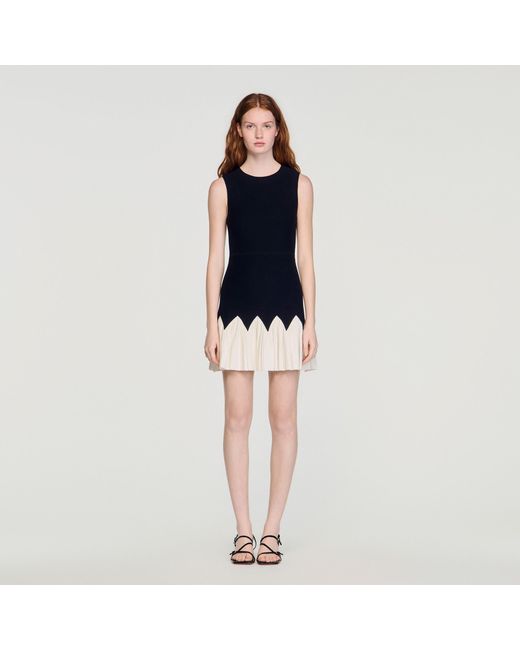 Sandro Blue Two-Tone Short Knit Dress