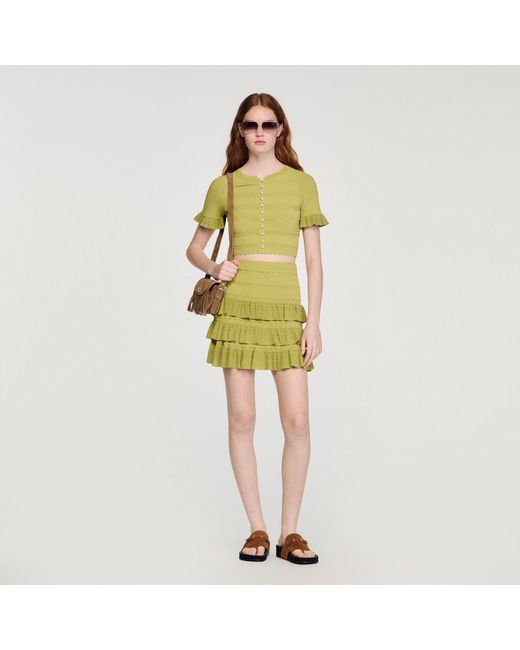 Sandro Yellow Short Ruffled Skirt
