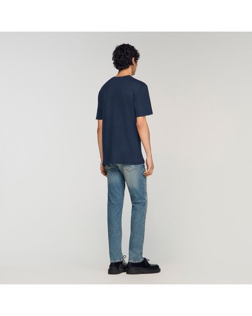 Sandro Blue Certified Linen T-Shirt for men
