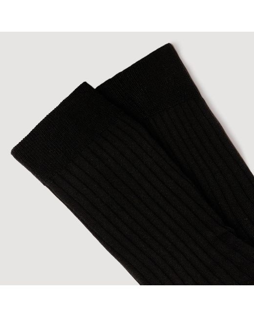 Sandro Black Fine Silk Socks for men