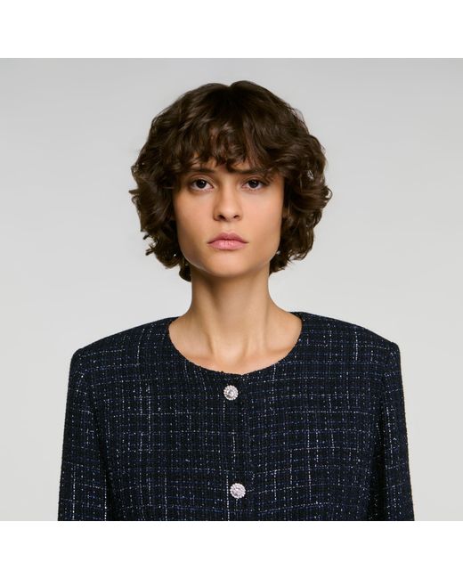 Sandro Blue Decorative Tweed Jacket