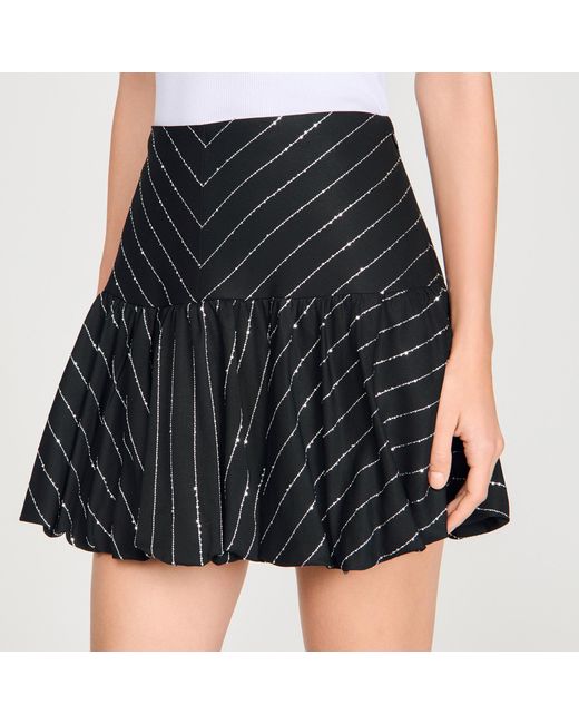 Sandro Black Short Striped Sequin Skirt