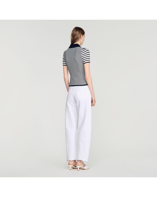 Sandro Blue Striped Polo-Style Jumper