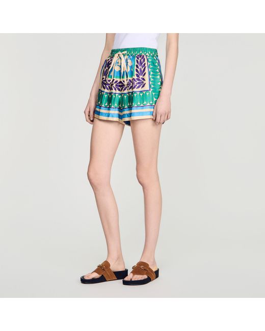 Sandro Blue Short Floral Print Shorts