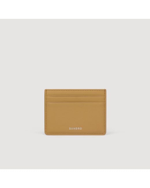 Sandro Natural Leather Logo Card Holder for men